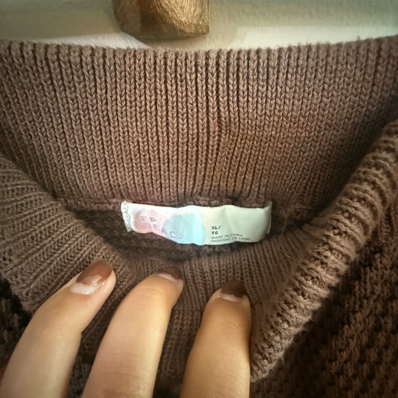 Free People Hailee Cardigan Lounge Set Size XL Brown Waffle Knit 2 Piece NWOT - Picture 6 of 6